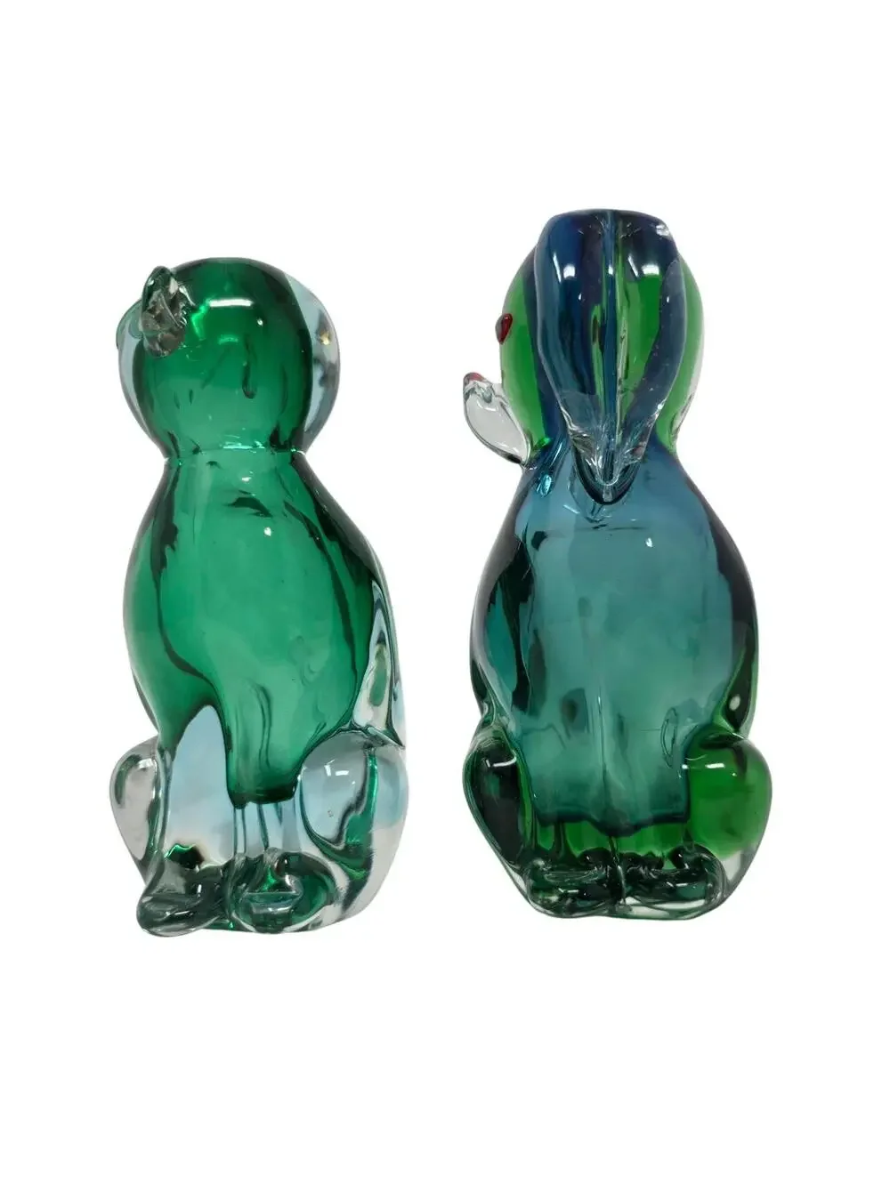 Vintage Drioli Murano Glass Cat Dog Decanter Pair Ferro Lazzarini